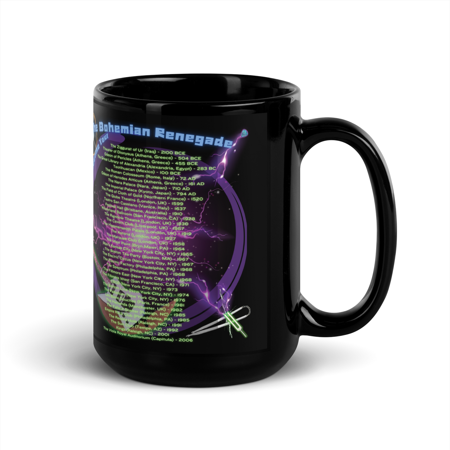 'Bohemian Renegade: Spacetime Tour' - Black Glossy Mug