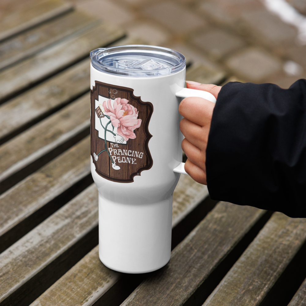 Prancing Peony: Travel Mug With a Handle (From the Animehem arc of the indGame book series)