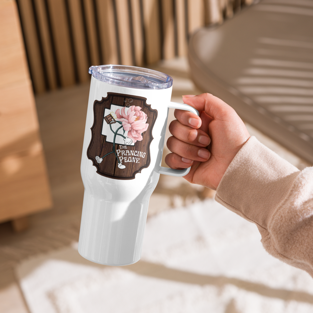 Prancing Peony: Travel Mug With a Handle (From the Animehem arc of the indGame book series)